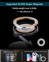 Version améliorée 360 °   Support magnétique de téléphone réglable en nano-gel à super aspiration pour voiture, compatible iPhone 18 17 Pro Max Air Case 16 15 14