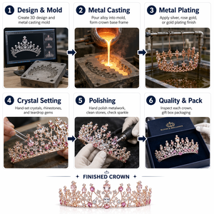 Corone e Tiare in Lega con Strass per Bambine, Ideali per Compleanni, Matrimoni e Feste - Vendita all'Ingrosso - Product Image 4