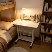 Table de chevet simple en métal, bureau réglable en hauteur, station de travail de lecture, tableau d'écriture, étagère de rangement mobile, roulettes pivotantes