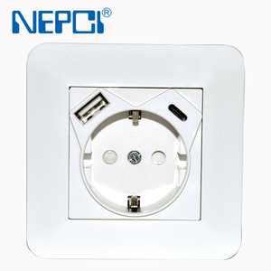 Presa a muro USB a ricarica rapida tipo 80x80mm XJY-USB-54-20AC presa a muro turca 100-240V/16A con doppio caricatore USB 20W - Product Image 6
