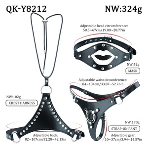 QKKQ PU LeatherMask Chest O-<b>Ring</b> Wearing Pants Breast Bondage Strap Bust <b>Binder</b> Body Harness BDSM Lingerie Set for Women Lesbian - Product Image 2