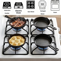 Lot de 4 mini poêles en fonte de 4 pouces, petites poêles à frire avec double bec verseur, compatibles cuisinière, four et grill, pour usage intérieur et extérieur