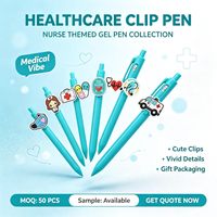 Ensemble de stylos gel sur le thème médical, avec embouts mignons sur le thème de la santé, pour l'école, le bureau, cadeau pour enfants et étudiants