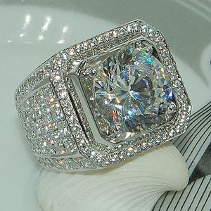 DAIHE Luxus Glaring Square Full <span class=keywords><strong>Diamond</strong></span> Herren Diamante Ring Beliebter Schmuck ring