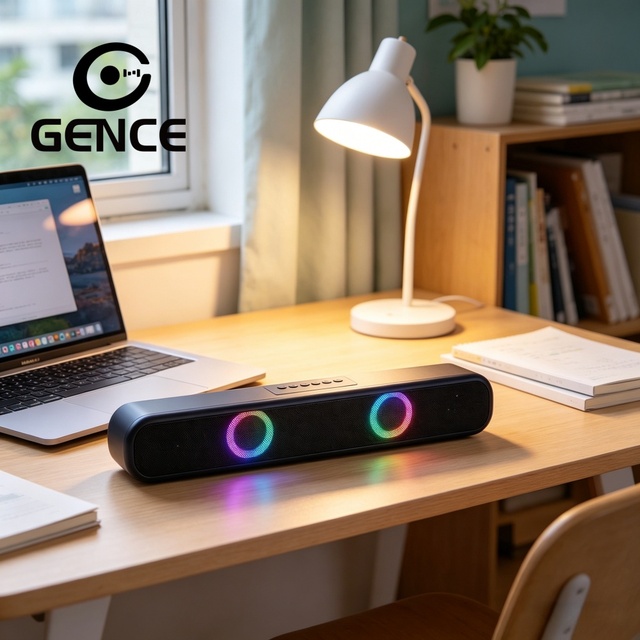 GENCE Wireless for 5.0 Sound Bar with Deep Bass & RGB LED | Hands-Free Calls | Plastic Cabinet | for PC/Projector/Phone