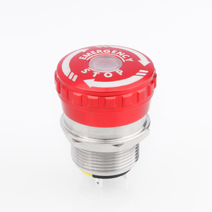 Bouton-poussoir d'arrêt d'urgence en métal étanche, tête champignon en acier inoxydable, 1NO, IP67, anneau LED lumineux, 16/19/22/25/30mm - Product Image 4