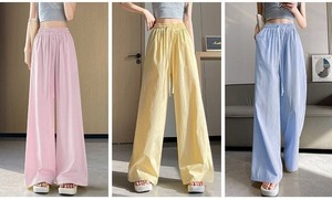 <span class=keywords><strong>Pantalon</strong></span> à rayures pour femmes, cordon de serrage, taille élastique, ample, décontracté, droit, long, avec poches, streetwear - Product Image 3