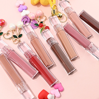 Rouge à lèvres liquide mat personnalisé multicolore neutre sans marque certifié végétalien halal, maquillage en gros avec boîte à charmes mignons