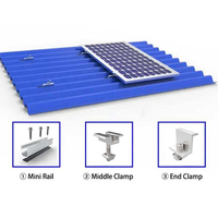 Support de montage photovoltaïque pour panneaux solaires sur rail mini de 200 mm pour toitures en acier avec rail photovoltaïque en alliage d'aluminium