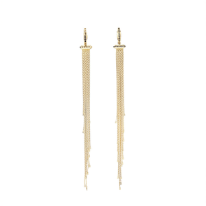 ต่างหูแฟชั่นแบบห้อย ชุบทอง PVD สแตนเลสสตีล 316L ทนทาน ดีไซน์พู่ยาว - Product Image 2