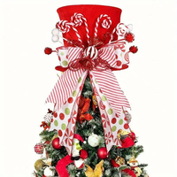 Faltbarer Weihnachtsbaumspitzen-Dekor: Süßigkeiten-Lollipop-Hexenbeine aus Plüsch – Weihnachtsbaumspitzen-Ornament für Feiertagspartys und Heimdekoration