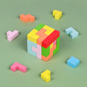 Jouet en bois de dessin animé de ventes directes d'usine apprentissage précoce pour les blocs <span class=keywords><strong>Tetris</strong></span> girafe de construction créative pour le bois pratique de bébé - Product Image 1