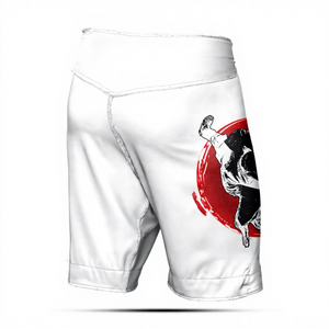 Pantalones Cortos de MMA Transpirables y Elásticos Personalizados para BJJ Grappling, con Gráficos Blancos, para Entrenamiento de Artes Marciales y Gimnasio - Product Image 3