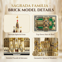86388 Modelo de Arquitectura de la Sagrada Familia de Barcelona Medieval, Bloques de Construcción Modulares, Regalos para Adultos, 10328 Piezas