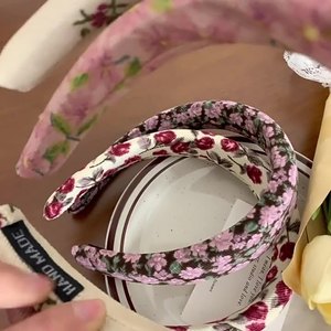 Vintage automne hiver tête accessoires maquillage éponge rembourré bandeau cheveux bande fleur tissu tissu bandeau pour femmes filles - Product Image 2