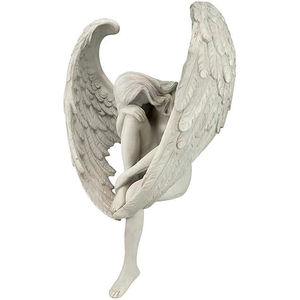 Estatuilla <span class=keywords><strong>de</strong></span> Ángel para decoración del hogar con ala grande <span class=keywords><strong>de</strong></span> resina, Ángel triste, jardín <span class=keywords><strong>de</strong></span> hadas, estatua para exteriores, decoración - Product Image 1