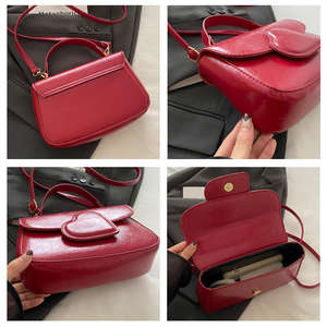 Sac à bandoulière en cuir PU tendance 2026, sac à main uni avec boucle, sac à main pour femme - Product Image 4