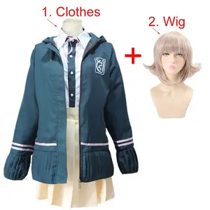 Seragam Sekolah SMA, Kostum Cosplay Anime Danganronpa Nanami ChiaKi, Rok Pendek Lengan Panjang, Rok Loli