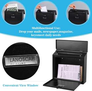 금속 블랙 색상 현대 디자인 야외 벽걸이 형 포스트 편지 상자 도매 사서함 가정 정원 - Product Image 3