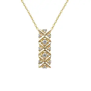 Moda stil 18K saf altın doğal elmas kolye 18k gerçek altın parti düğün kolye güzel takı seti kadınlar için