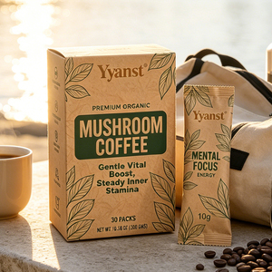 กาแฟเห็ดออร์แกนิคพรีเมียม สูตรเฉพาะสำหรับแบรนด์ส่วนตัว (OEM) ช่วยเพิ่มพลัง บำรุงสมอง เสริมภูมิคุ้มกัน 10 กรัม*30 ซอง - Product Image 4