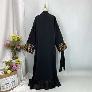 Luxury Golden <b>Sequin</b> Mesh Open Abaya Long Sleeve High Quality Nida <b>Sequins</b> Muslim Abayas Dress 2 Colors 1863# - Product Image 5