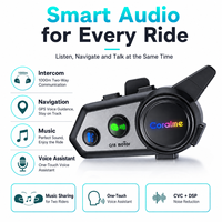 Casque de moto avec interphone 1000M pour 2 motards, partage de musique, réduction de bruit CVC DSP, étanche IPX6, batterie 28H