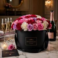 Boîte à fleurs en carton personnalisée de luxe avec logo, emballage cadeau pour la Saint-Valentin, boîte en papier rigide imperméable, laminage mat, revêtement UV