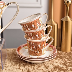 Vente en gros de décorations d'intérieur de luxe, motif royal dragon, ensemble de thé et de café en céramique avec poignée dorée - Product Image 4