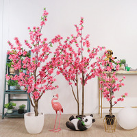 Künstlicher Pfirsichblütenbaum für Hochzeiten und Hotelfeiern, Großer Dekorativer Baum für Innen/Außen, Freistehende PVC-Seidenblumen