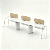 Bureau de travail moderne pour 3 personnes, structure en acier MFC de qualité E0, bureau extensible pour l'équipe, conçu pour les espaces de travail en équipe