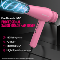 Sèche-cheveux professionnel FirePhoenix M2 1875W 100000RPM à moteur sans balais haute vitesse, auto-nettoyant ionique, léger 430g, 125V