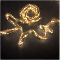 Guirlande lumineuse corde de chanvre B/O, flexible, à piles, éclairage décoratif d'extérieur et d'intérieur