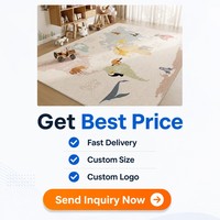 Educational World Map Area Rug for Kids Room Cute Animal Pattern Play Mat Large Non-slip Nursery Carpet Soft Washable Floor Rug