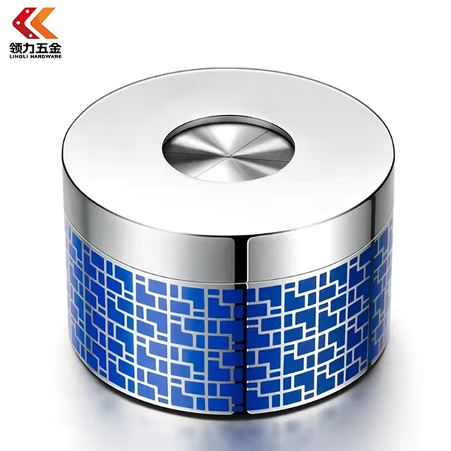Baming Wholesale Stainless Steel Round Ashtray with Lid Smokeless American Style Portable Easy Clean for Office Use for Cigars