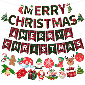 Suministros de Navidad, pancarta de fiesta y bandera colgante, guirnalda de papel, decoraciones para pastel, pegatina de Navidad, accesorios para fotos - Product Image 1