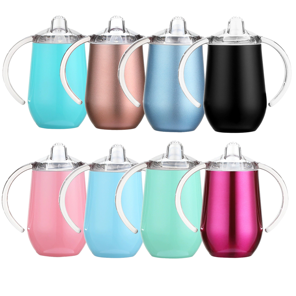 Цветная металлическая тонкая сублимационная кружка с двойными стенками, не содержит Бисфенол А, изолированные детские кружки из нержавеющей стали, кружка с ручкой и крышкой