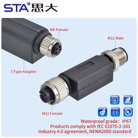 Adaptateur M12 mâle vers femelle 2 3 4 5 6 8 12 broches en forme de I, connecteur étanche à code B D, séparateur convertisseur, norme NEMA2000