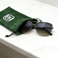 Sac en velours suédé vert olive avec cordon de serrage, impression de logo personnalisé, pour lunettes de soleil, sac de luxe