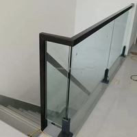 Main courante en aluminium de style moderne à rainure en U pour système de balustrade en verre, clôture en verre