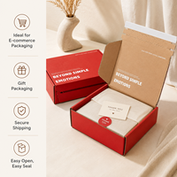 Caja de Envío de Cartón Corrugado con Cierre de Cremallera Roja Personalizada, Fácil de Abrir, con Logotipo Personalizado, Venta al Por Mayor de Fábrica