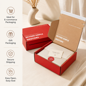 Boîte d'expédition en carton ondulé rouge personnalisée avec fermeture éclair et bande déchirable, ouverture facile, pour l'aviation, avec logo personnalisé, vente en gros usine - Product Image 3