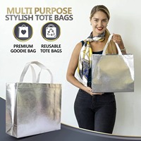 Sac fourre-tout réutilisable brillant pour les courses, non tissé, pliable, écologique, en PP non tissé, pour fête d'anniversaire, mariage
