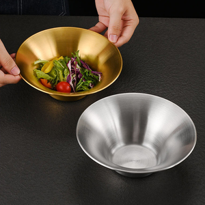 Piatto Conico a Fondo Piatto in Acciaio Inossidabile Coreano per Alimenti, Vassoio da Portata per Pasta, Ciotola per Ramen e Zuppa, Oro e Argento, per Ristoranti - Product Image 5