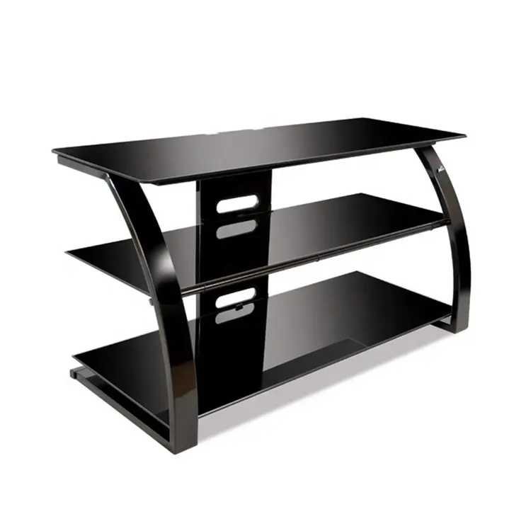 metal frame modern tv stand furniture black tempered glass smart tv stand