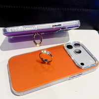 Étui de téléphone minimaliste élégant avec support anneau en strass scintillant pour iPhone 18 17 Pro Max 16 15 14 13, coque de protection IMD TPU