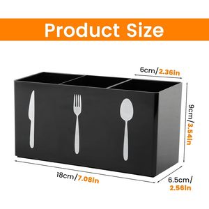 Organizador de cubiertos de acrílico negro, tipo rectangular, caja de almacenamiento de cocina para utensilios de mesa, tenedor, cuchara, cuchillo - Product Image 2
