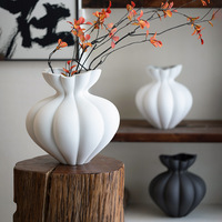Jingdezhen noir blanc citrouille en céramique fait à la main écologique sur vitrage moderne minimaliste Vase ornement de table fleur arrangeur