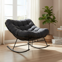 Fauteuil à bascule moderne modulaire inclinable pour adulte, en rotin léger, avec structure métallique portable, pour usage intérieur/extérieur, salle à manger, école
