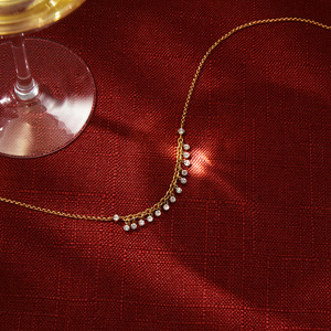 Collar con borlas y diamantes de imitación, cadena dorada, cristal redondo, joyería de fiesta para mujer - Product Image 4